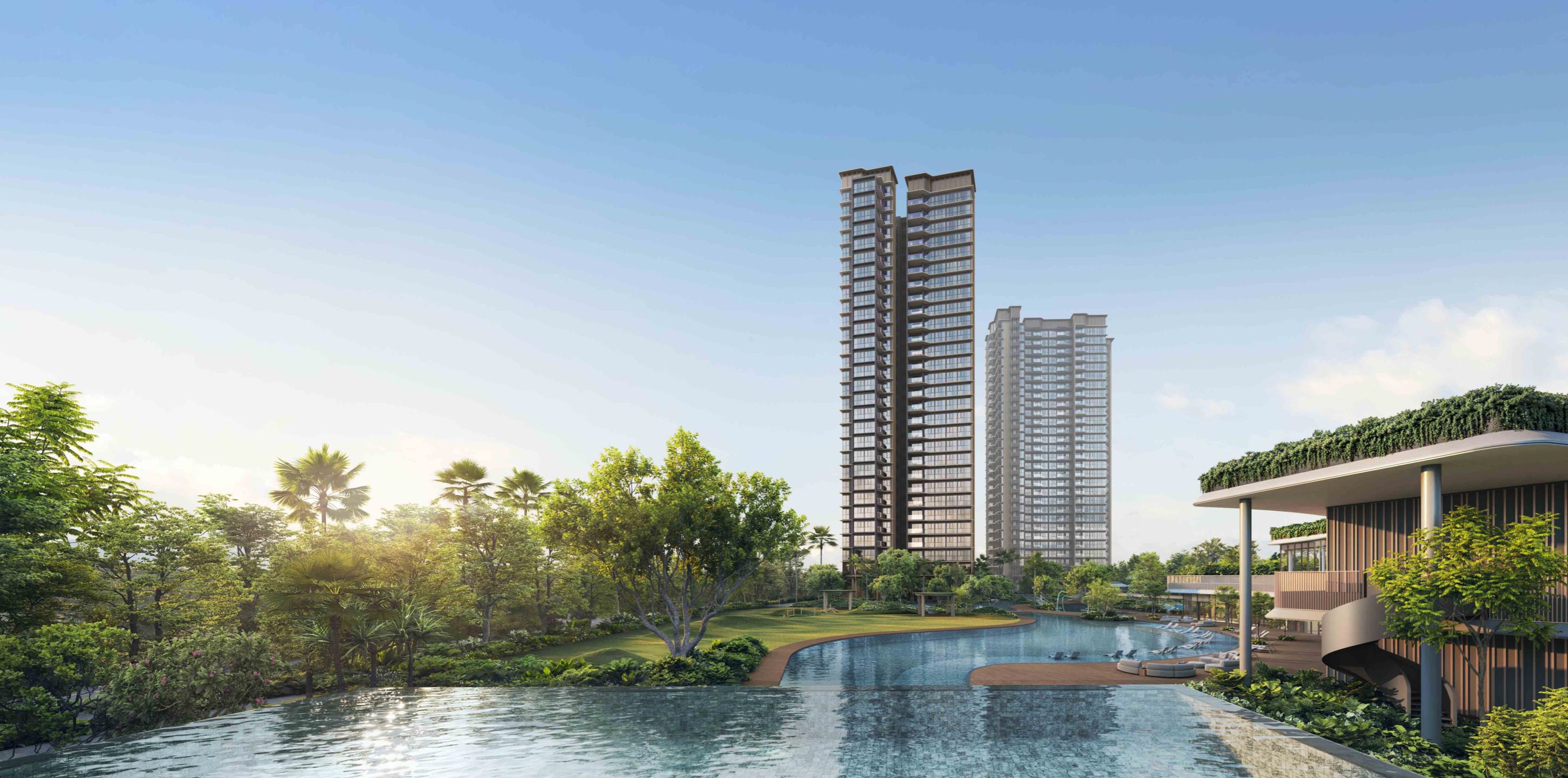 Residential development and pool landscape